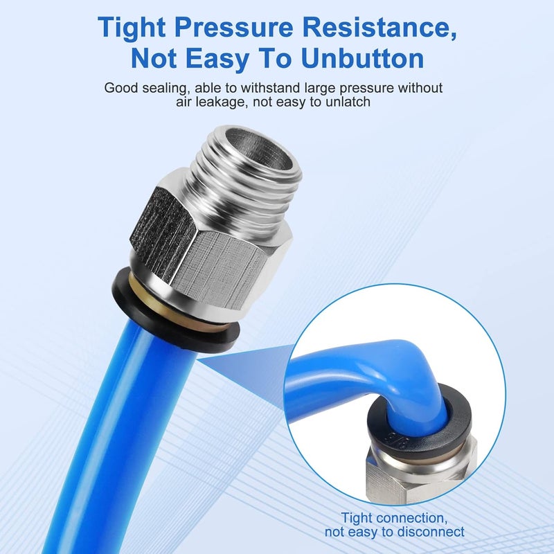 cnaodun 12 Pcs Push to Connect Fittings 3/8 Inch Tube OD x 1/4 Inch NPT Thread Pneumatic Male Straight and Elbow Quick Connect Air line fittings - Image 4